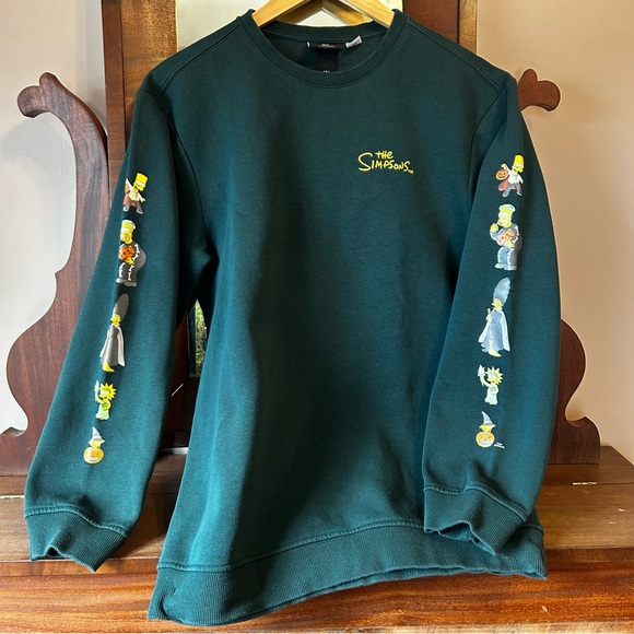 H&M&The Simpsons Collab "Tree House of Horror" Green Crewneck Sweatshirt: SMALL - Picture 1 of 4